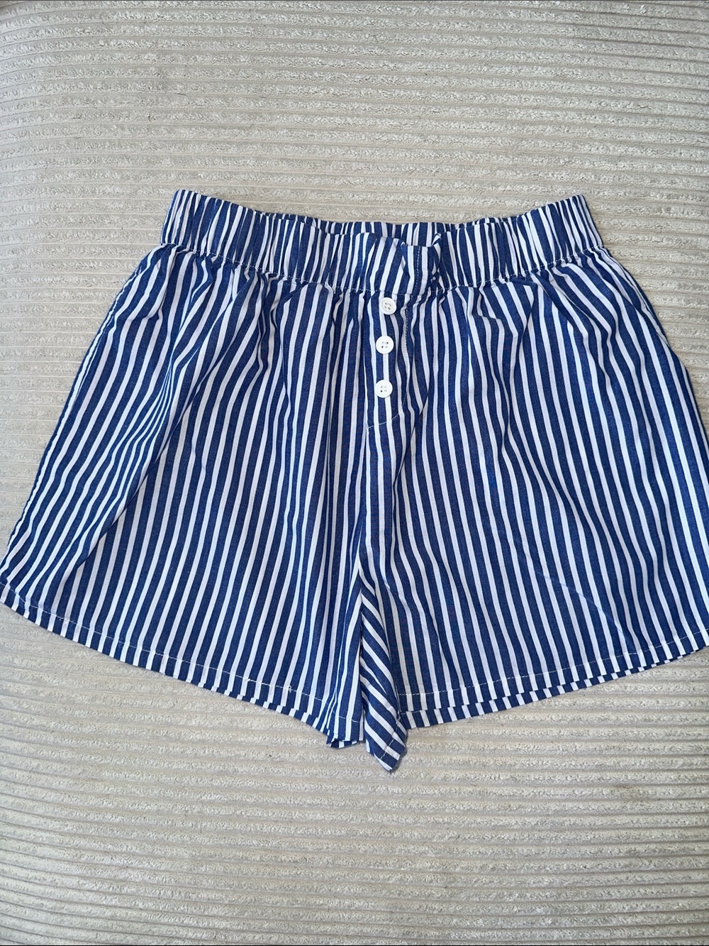 Women’s Blue/White Striped Boxer Shorts 100% Cotton By Daydreams In Size M